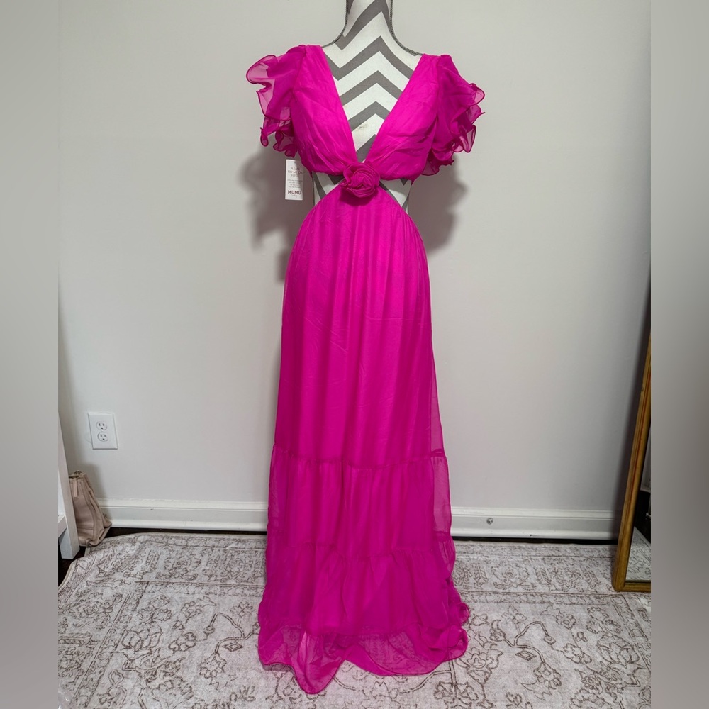 Show Me Your MuMu Fuchsia Backless Dress
